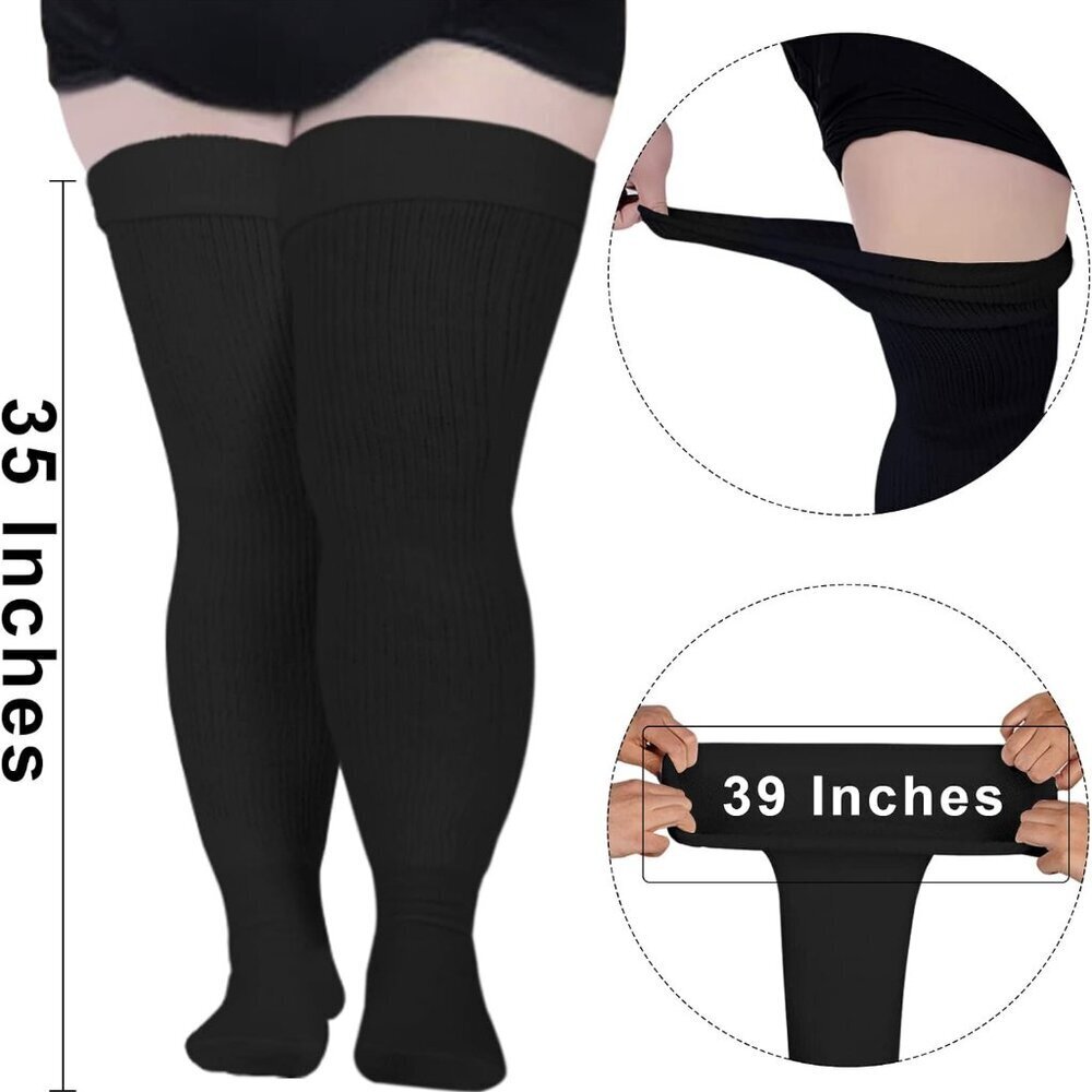 Plus Size Womens Thigh High Socks for Thick Thighs- Extra Long & Thick Over the - Picture 2 of 6